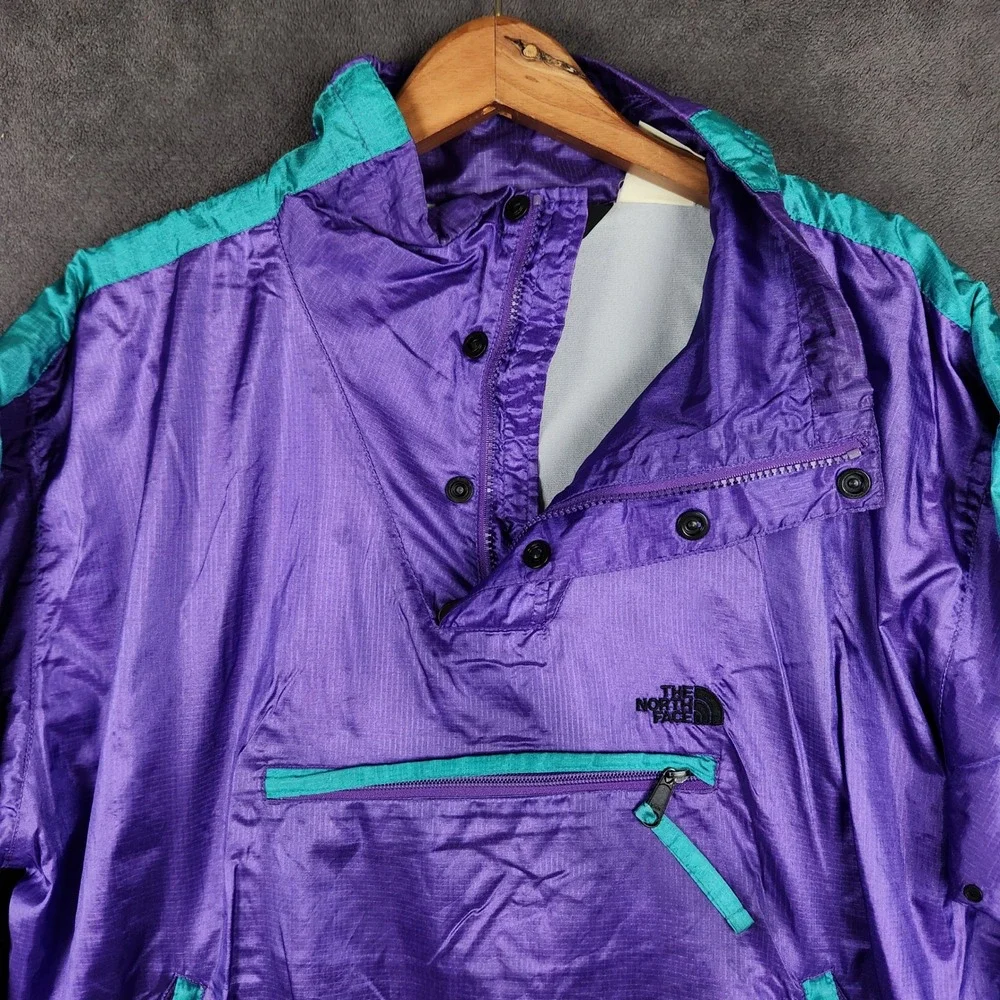 Vintage The North Face Anorak Pullover Mens Large Purple Teal 90s Windbreaker